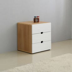 제이디퍼니처 로미 3단 협탁 서랍장, 아카시아화이트, 1개