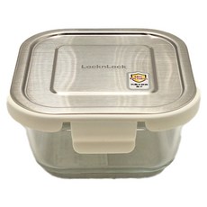 LocknLock 樂扣樂扣 不鏽鋼蓋子 耐熱玻璃密封容器 LBG214STS WHT-CN-12, 1個容器 + 1個蓋子, 1個
