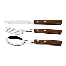 트라몬티나 트레딕셔널 우드핸들 커트러리 테이블세트 3p, 혼합색상, 테이블 나이프 + 테이블 스푼 + 테이블 포크, 3개