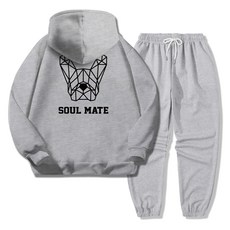ILLUSO 男女通用柔軟特級雙面棉 Soulmate 連帽T恤鬆緊帶束口運動褲上下套裝