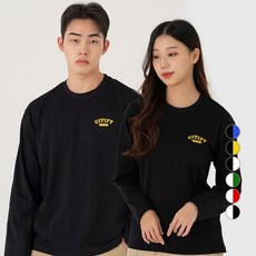 CITIFY 簡約品牌LOGO長袖T恤, 黑色 黃色