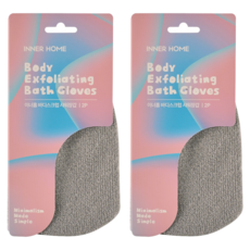 INNER HOME 身體去角質沐浴手套, 灰色, 2入, 2個