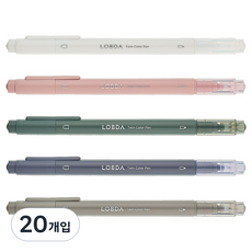 롭다 트윈 컬러 펜 5종 세트, 혼합색상, 20개입