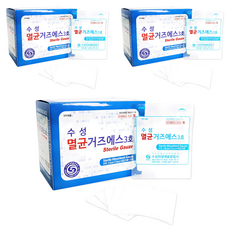 수성 멸균거즈에스 3호 7.5cm x 7.5cm x 8겹, 100개입, 3개