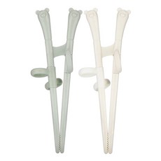 Edison 幼兒專用迷你矯正學習筷 143 x 52mm 小熊 2雙, 綠色，米色, 1組