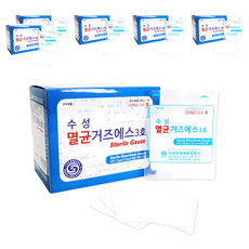 수성 멸균거즈에스 3호 7.5cm x 7.5cm x 8겹, 100개입, 6개