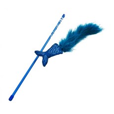 PET STAR 沛啾 藍尾巴逗貓棒, 帆布羽毛皮革塑膠桿材質, PC-108839, 1支
