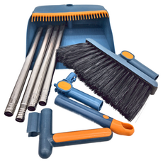 EDISH 掃把畚斗組 塑膠、不鏽鋼管材質, 1組, 藍色 + 橘色