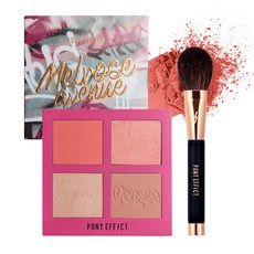 PONY EFFECT L.A.潮光多功能眼頰盤+腮紅刷, 1組, 腮紅+刷子