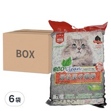 ECO Clean 豆腐貓砂,活性碳, 7L, 強效結塊,快速吸收,除臭, 6袋