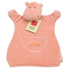 miYim 有機棉手偶安撫巾, 喜寶河馬, 有機棉短毛不致敏, 彌月禮物推薦, 伴讀道具, 實用幼兒教具, 寶寶抓握搓揉, 安全感加倍, 1個