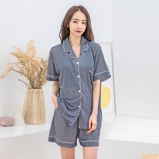 A-ONE 女性涼感格紋短袖上下套裝睡衣