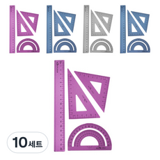 Bluemato 20cm直尺 三角尺 量角器 4件組 RSA002, 隨機出貨, 10套