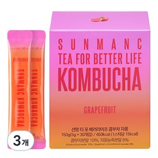 SUNMANC 康普茶沖泡粉隨身包 葡萄柚口味, 5g, 30條, 3盒