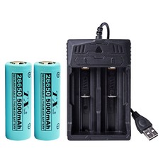 TX Tanox 特林 5000mAh 26650鋰充電池3.7V 2入組 附USB雙槽充電器(26650-2+USB), 1組