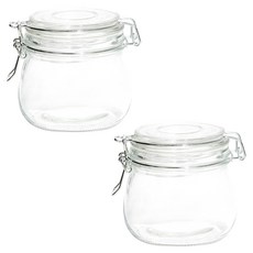 키볼리 원형 밀폐 클립 유리병, 500ml, 2개