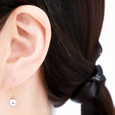 노이드비 여성용 14K 골드 여성 진주귀걸이 후크타입 6mm 2p