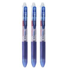 CROWN 前端可擦3色原子筆 0.48mm, 3個, 藍色