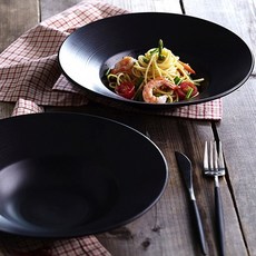 DASODA 盤子套組, 黑色, 義大利麵盤 27cm 2入+醬料碗, 1套