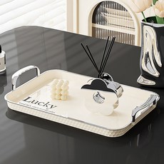 ANYONE PICK 現代風手把托盤, 奶油色, 1個