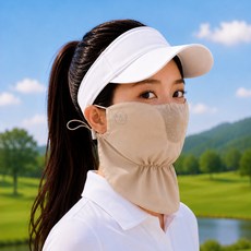 GowoonGolf 女用高爾夫防曬面罩 C4款, 深米色