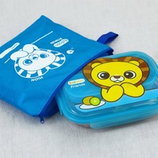 Edison 愛迪生 Friends系列不鏽鋼餐盤+收納包組, 藍色, 不鏽鋼分隔餐盤*1入+便當蓋 25*19.5*6.6cm*1入+餐具收納盒*1入+便當袋*1入, 1組