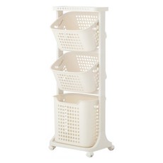 comet Home 移動式三層洗衣籃, 象牙白