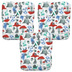 THIRSTIES 成長型 一體式 AIO布尿布 乾爽有機棉 壓扣, Forest Frolic, 3件