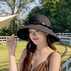 아뗄릭 라차 리본 스트랩 접이식 벙거지 모자 10282