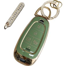 루루형제 현대 자동차 호환 프리미엄 TPU 키 케이스 + 번호키링, 올리브그린, AH-06