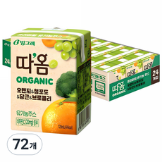 따옴 유기농 오렌지 & 청포도 & 당근 & 브로콜리 주스, 120ml, 72개