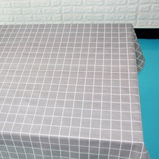 Yoromkorom 格紋圖案一次性派對桌布 灰色 137 x 180 cm, 2個, 1入