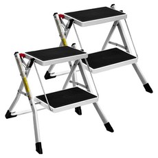 로티홈시스 발판 사다리 2단 화이트블랙, 2개