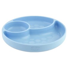 Chicco 矽膠三格吸盤碗, 100%食品級矽膠材質, 可微波爐使用, 19 x 19 x 3cm, 帥氣男孩, 1個