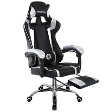 C-FLY 賽車電競皮椅 升級擱腳抬 17kg, 黑銀色, 1個