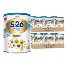 Wyeth 惠氏 S-26 鉑臻嬰兒配方奶粉 新升級 1號 0~12個月, 800g, 12罐