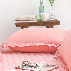 SCOHOme 韓國製造 純棉 Cotton Soul 絎縫枕頭套 + 枕芯組合, 粉紅色, 1套