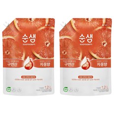 Soonsaem 檸檬酸x葡萄柚 蔬果碗盤洗潔精補充包 1.2L, 2包