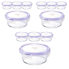 오븐락 내열유리 밀폐용기 원형, 12개, 200ml