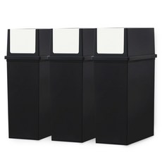 리빙스마일 분리수거함 푸시형, 3p + 스티커, 블랙