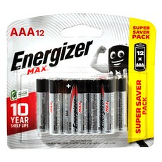Energizer 勁量 Max 鹼性 AAA 4號電池 超值裝 10年保存期限, 12顆, 1組
