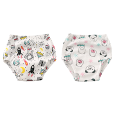 bebehome 日系6層紗學習褲 Set 2件 腰圍42~72 建議體重14-17.5, 1組, 太空 + 小熊, 110碼