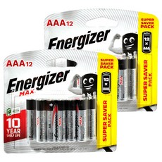 Energizer 勁量 Max 鹼性 AAA 4號電池 超值裝 10年保存期限, 12顆, 2組