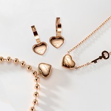 노이드비 써지컬스틸 통통하트 목걸이 + 팔찌 + 귀걸이 세트