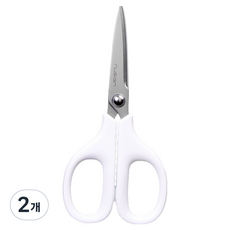 델리 누사인 휴대용 티타늄 코팅 사무용 커브가위, 화이트, 2개