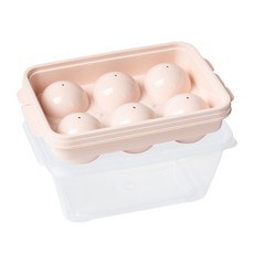 Nanu Dam 圓形大冰球製冰盒 6格 + 收納盒組合, 粉紅色