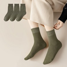 여울스퀘어 겨울 무지 보온 중목양말 데일리 두툼 양말 3켤레 세트