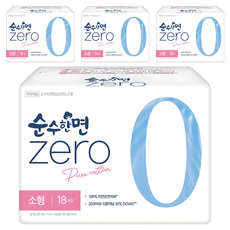 순수한면 제로 생리대 날개형, 소형, 18개입, 4개