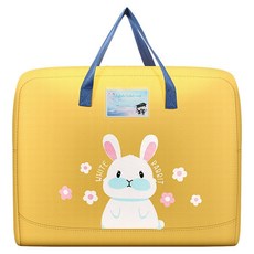 大容量手提棉被衣物袋 卡通小兔圖案 加寬棉質提手, 1個