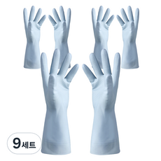 모나홈 예쁘고 편리한 다용도 라텍스 고무장갑 양손착용 세트, 스카이블루, 대(L), 9세트